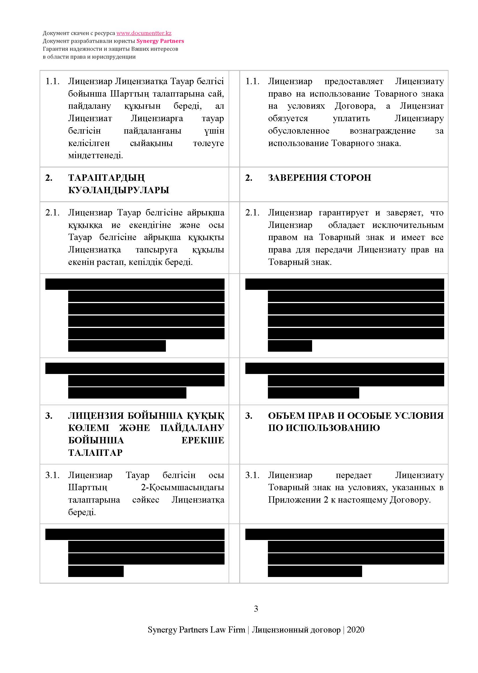 Лицензионный договор на неисключительное использование товарного знака  | documentterkz.com в Казахстане