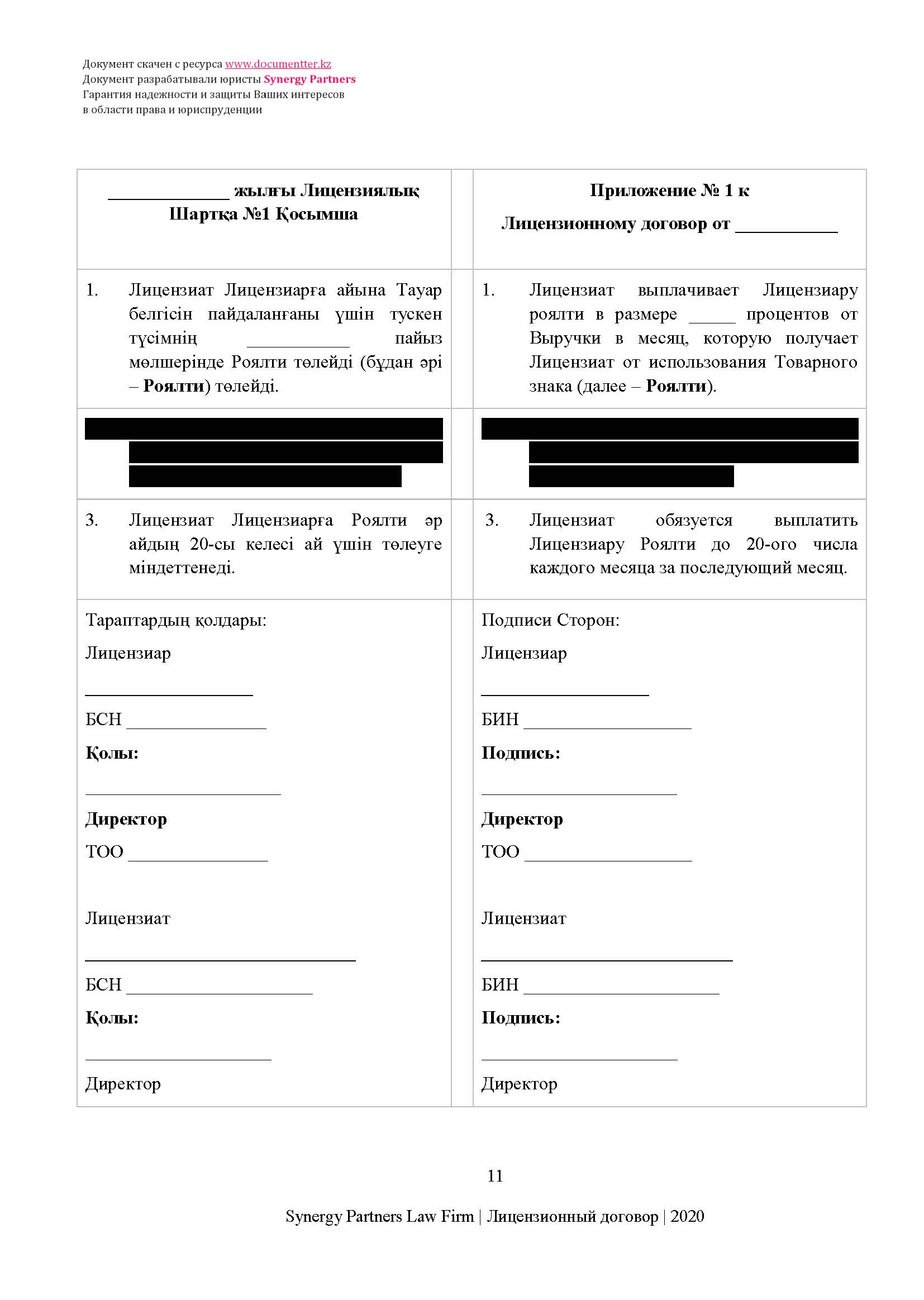 Лицензионный договор на неисключительное использование товарного знака (роялти) | documentterkz.com в Казахстане